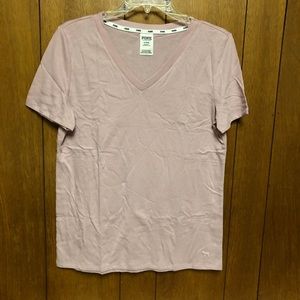 PINK Victoria’s Secret pink V neck tee M NIP